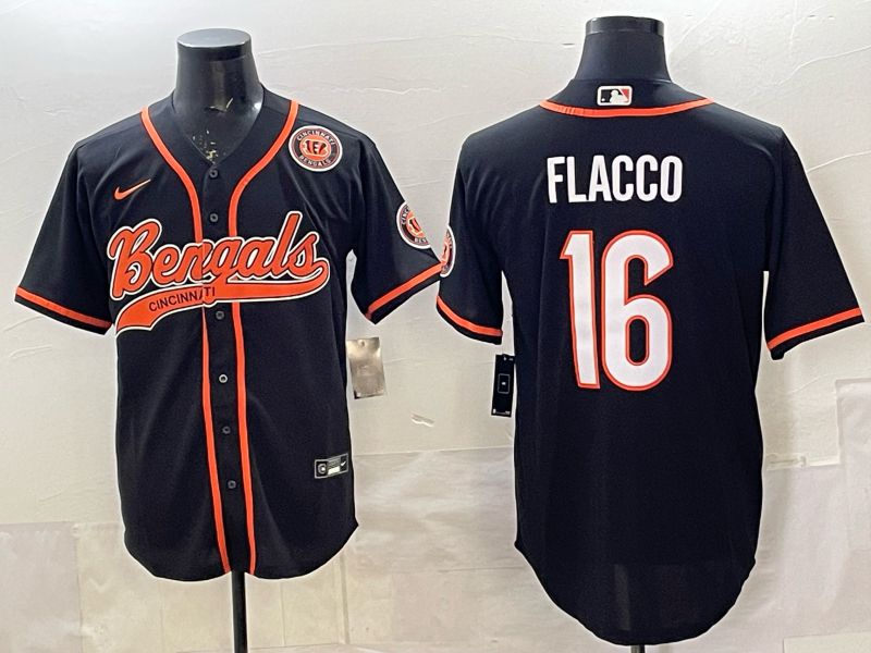 Men Cincinnati Bengals #16 Flacco black Joint Name 2025 Nike Limited NFL Jersey style 6